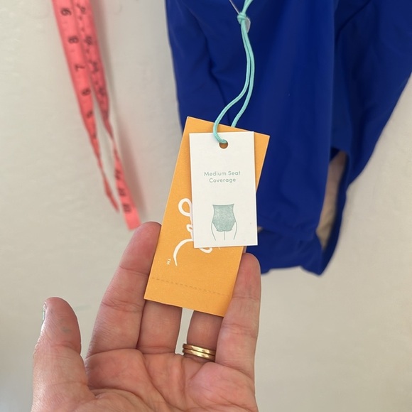 Kona Sol Electric Blue High Neck One Piece Swimsuit Strappy Back Women Large - Picture 4 of 4